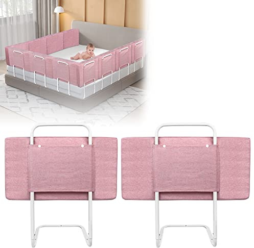 AufuN Bettgitter Baby Bettschutzgitter Rausfallschutz Bett Bettgitter Verstellbare Höhenverstellbar Kinderbettgitter für Familienbett und Kinderbett (60cm,Kirschpulver)