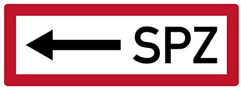Aufkleber Hinweis „SPZ links“ Brandschutz Schild Folie selbstklebend ähnl. DIN 4066 | 297x105mm Made in Germany