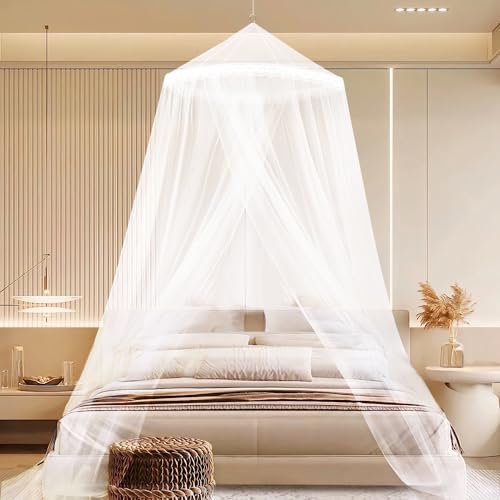 Moskitonetz, Moskitonetz Bett Baldachin 60×250×1100cm, Moskitonetz Doppelbett Einzelbett, Moskitonetz Bett Für Reise, Camping, Zu Hause, Garten-weiß
