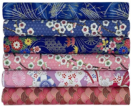 EDGEAM 6 Stück Baumwollstoff Patchwork Stoffe Nähstoffe 40 x 50 cm Bedruckte Baumwolle Stoffpaket zum Nähen für DIY Handwerk (Bunt D)