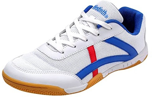 ZHENSI Chaussures De Tennis De Table pour Hommes Sneaker D'intérieur Chaussures De Ping-Pong Légère À Fond Souple,Bleu,39 EU