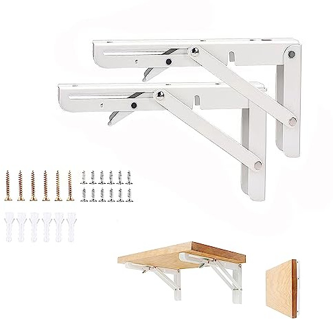 Vebetter 2er Set Klappkonsole Schwerlast 250 mm, arretierbar, Weiß | 2er Set klappkonsole weiß 250; 90° sicher verriegelbar; platzsparend einklappbar; für Regal, Werkbank, Küche, Balkon und Büro