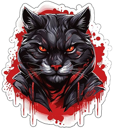 Samunshi Katze Aufkleber Autoaufkleber für Motorrad Fahrrad Roller oder Auto Sticker Fahrrad MTB Mountainbike Rennrad Grunge Schwarz Rot Graffiti (9x10cm Katze)