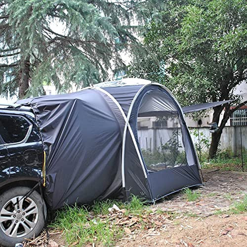 Auto-Markise, Auto-Heckklappen-Zelt, Heckklappen-Markise, wasserdicht, Pu4000 mm, Auto-Zelte, 5–8 Personen, Familien-Camping-Markisen, Zelt mit transparentem Oberlicht und 3-seitigem atmungs