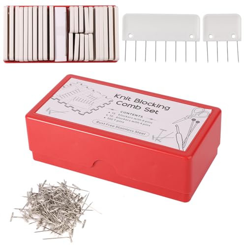 125St Strickblockiernadeln, 25St Kamm Nadeln & 100St T-Nadeln, Strickblocker, zum Blockieren Strickhilfen von Stricken, Häkeln, Spitzenarbeiten, Handarbeiten