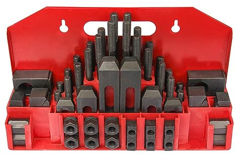 58 pcs T-Nuten-Klemmset für Fräsmaschine, Bolzenklemmen-Set, Spannwerkzeug-Kombinationsset für 14 mm T-Nut-Breite und M12-Gewinde, im Aufbewahrungskoffer