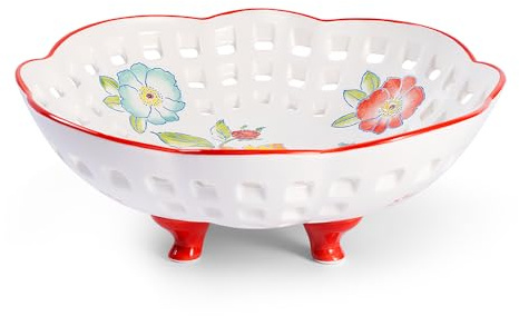 S.ROKE TTAN Obstschale Keramik Schale. 25cm Keramik Obstschale Obstkorb für die Küche ArbeitsplatteObstschale Küche Lagerkörbe, Home Decorative Mittelstück für die Küche Zähler oder Esstisch (Weiß)