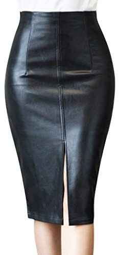 Falda Polipiel Negra Mujer, Faldas Cortas Lápiz Split Cintura Alta Midi Talla Grande Mini Faldas Minifalda Sexy Falda Negra Clásico Cremallera Falda Que Abraza La Cadera Faldas De Cuero Falda Fiesta