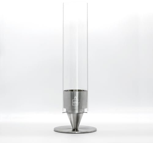 UNUS Tischkamin Gartenfackel Tischfeuer Terrassenfeuer Windlicht Outdoor Draußen Garten Edelstahl Glaszylinder Ethanol