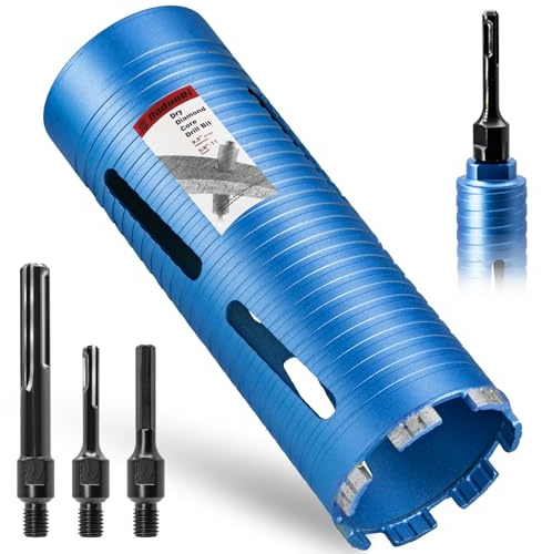 DaduoRi 3 1/2 Dry Core Drill Bit, 5/8-11 Thread, with 3 Adapters Included: SDS Plus, SDS Max and 1/2 Hex Shank, 9.5 Drilling Depth, 3.5 Inch Core Bit for Concrete Masonry Brick Block Stucco