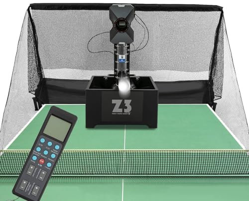 Donened - Automatische Tischtennis Ballmaschine, Tischtennis Roboter mit 100 Stück Kugeln und Netzen, Ping Pong Roboter, 10 Modi programmierbar, Automatic Launcher für Anfänger & Fortgeschrittene