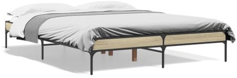 ShGaxin Bettgestell Sonoma-Eiche 140x200 cm Holzwerkstoff und Metall, Bett, Bettgestell, Jugendbett, Schlafzimmer Bett, Bed Frame -845017