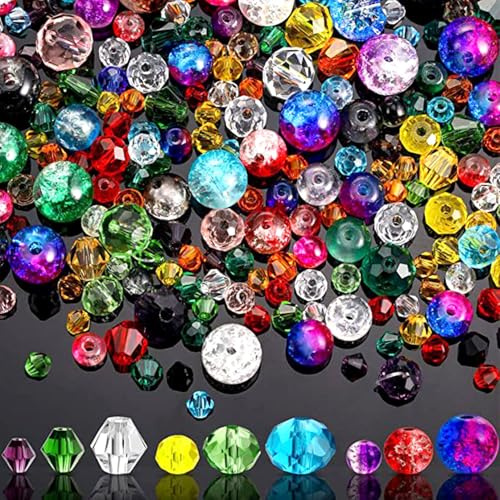 BRITECO 1300PCS Faceted Rondelle Beads | 4/6/8mm Mixed Colorful Glass Beads for Jewelry Making, DIY Crafts | Includes Storage Box