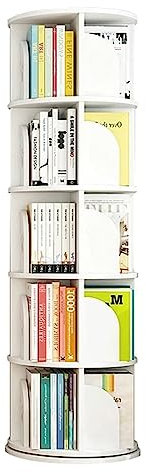 Bücherturm Freistehend 360° drehbares Bücherregal, mehrstöckiges, stehendes Bücherregal, Bücherregal aus Holz, große Kapazität, Heim- und Arbeitszimmer-Bücherregal-Organizer perfekte Darstellung