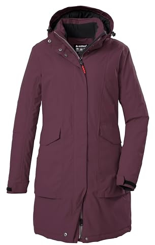 killtec Donna Parka/cappotto impermeabile con cappuccio con zip Damen Funktionsparka, dunkelpflaume, 48, 43284-000