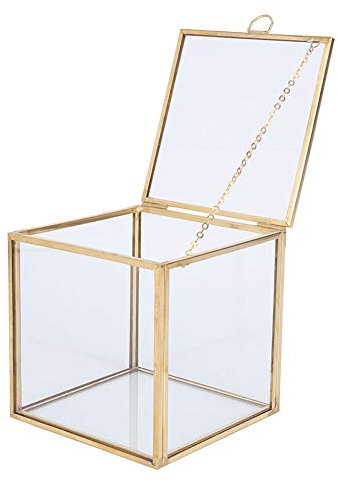 Aramox Jardinière de Plantes en Verre Géométrique, Conteneur de Plantes Succulentes pour Le Paysage de la Maison, Décoration de Barre en Cuivre Robuste