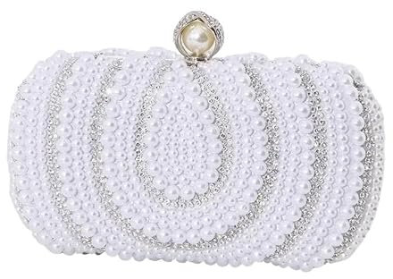 AHUFGN Perlentasche mit Perlen und Perlen, Abendtasche, Verschluss für Damen, Strass, Hochzeit, Braut, Abendessen, Party, Geldbörse, stilvolle Abendtasche, Perlen-Geldbörse (hellgrau)