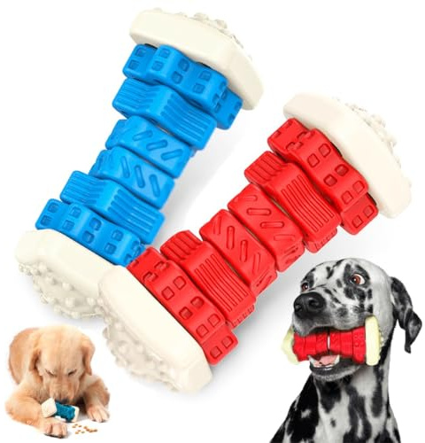 NANDSELL - Juguete para Perro Indestructible | Masticable Masticadores Agresivos Resistente de Caucho Natural, Limpieza Dental, Antiestrés | Mordedor Interactivo para Perros Grandes y Medianos (Rojo)