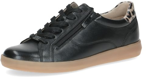 CAPRICE Baskets Basses Femme en Cuir à Lacets, Noir (Black Nappa), 37,5 EU