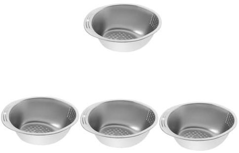 Cabilock 4 Piezas cubeta de drenaje de acero inoxidable kitchen sink escurre biberones lavado de verduras escurridor de comida bol Hundir colador de arroz colador escurridor de arroz Silver