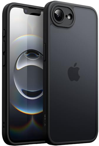 JETech Funda Mate para iPhone 17e (2026) / iPhone 16e, Protección contra Caídas Grado Militar, Carcasa Trasera Translúcida Esmerilada, Antihuellas, Pantalla de 6,1 Pulgadas (Negro)