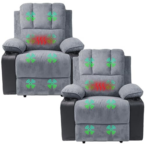 VIOLHEDO Recliner Chair Footrest Massage Power Sofa Escalate Single Sofa Ergonomic Recliners with Cup Holders Armchairs Upholstered Theater Seating for Adult (2)