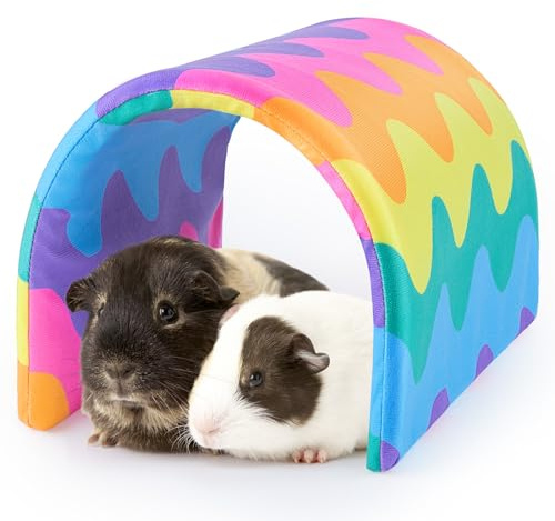 Hedgeink Guinea Pig Tunnel Rabbit Tunnels and Hides Rabbit Hideaway, Washable Guinea Pig House Toys Accessories Hamster House for Chinchilla Ferret Bunny Small Animals, Rainbow Wave