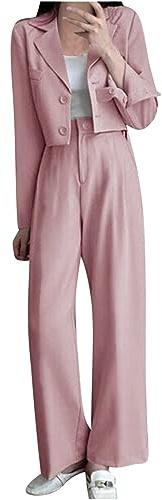 Vêtements Femmes Soldes Tailleur Femme Pantalon 2 Pièces Chic et Elegant Couleur Unie Slim Fit Blazer Veste Formel Bureau Travail Pantalon Costumes Manteau Ensemble Col Revers Veste