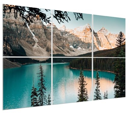 Olanglab Kunst-Akustikplatten, 182,9 x 121,9 cm, schallabsorbierende Paneele, 6 Stück, Schallschutz-Wandpaneele für Heimstudio, Büro, Theater (Moränensee)
