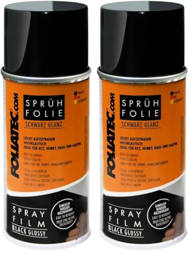 Foliatec 20362F Spraydose Farbe Abziehbar für Viele Untergründe, Schwarz, 150 ml (2er Pack)