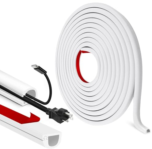 Goulotte Passe Cable adhésif Cache Cable TV Mural Semi-circulaires Cache Fil Electrique Flexible goulotte Electrique pour Le Sol Mural (Blanc, 7mm×14mm×3m)