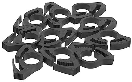 Lurrose 10pcs Nylon Ratcheting Hose Clips, Double Gripping Teeth, Adjustable Secure Grip Clamps, Easy to Install, Black Plastic Clips for Pipes and Tubing