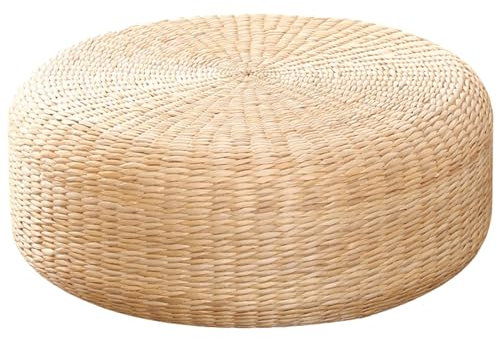 Japanisches Bodenkissen, natürliches Stroh und Rattan, atmungsaktiv, rund, gewebter Boden, handgefertigtes Sitzkissen, umweltfreundlich, Meditationskissen für Heimdekoration und Komfort