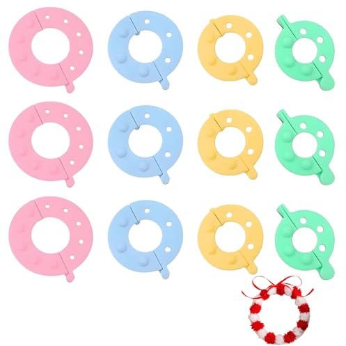 12PCS Pompom Maker, Pom Pom Maker Kit 4 Sizes of Production Tools for DIY