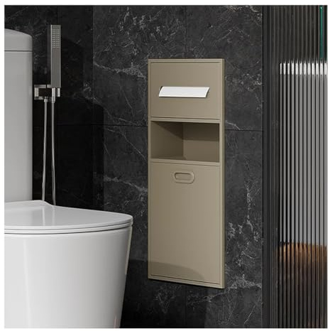 Wandnische Dusche Edelstahl Wandregal für Dusche, Edelstahl, ohne Fliesen, versenkt montiert, Mülleimer, doppelschichtig, vertikales Regal, Organizer, Badezimmereinsatz, Badezimmeraufbewahru