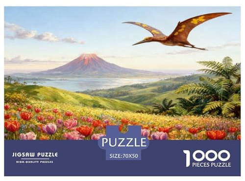 Puzzle Ptérosaure 1000 Pièces pour Adultes Et Enfants, Jeu De Société Convivial, Casse-tête Buisson Fleuri Volcan, DéCoration, Cadeau Adulte 70x50cm/1000pcs