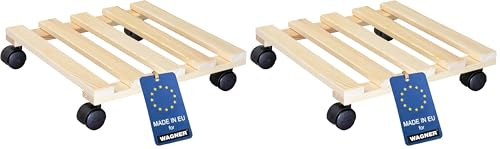 Wagner Soporte con Ruedas para Plantas PALETTI 35 x 35 x 8 cm I Base para Flores con Ruedas de Interiores I Carrito de Madera Maciza Certificado FSC®, Natural I Capacidad de Carga 100 kg - 20003401