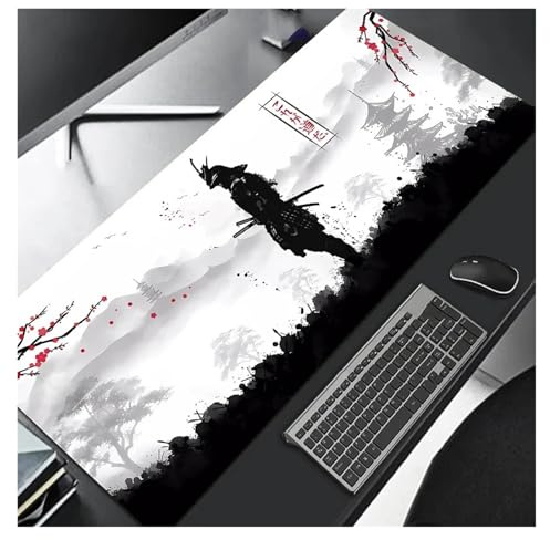 Samurai Black Mouse Pad Computador Gamer Bordsmatta Gaming Laptop Skrivbord PC Musmatta 900x400 Dator Bordsspel(Mouse pad 3,300X800X2mm)