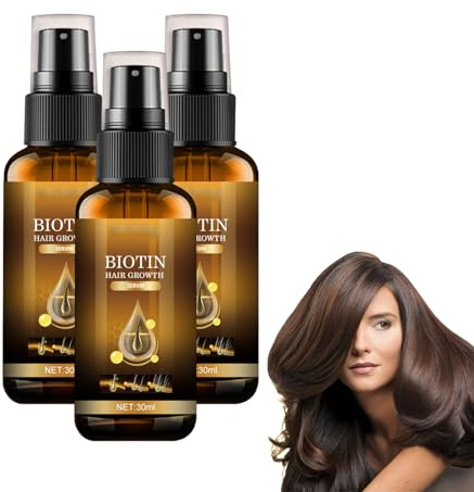 Spray siero per la cura dei capelli - Siero per capelli alla biotina per radici dall'aspetto più folto - Spray siero per il cuoio capelluto per tutti i tipi di capelli scompigliati (3 bottiglie)