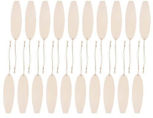 PACKOVE 40pcs Unfinished Wooden Surfboard Cutouts with Rope, DIY Ocean Woodcrafts for Painting and Beach Decor, 163x48mm Handmade Wood Chips Surfboard Pendants for Summer Crafts