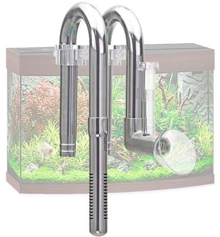 Zulaufabflussrohr Aquarium - Entfettungsfolie Aquarium Filter, Edelstahl Wasserschlauch Armaturen Einlauf Abfluss Lieferungen für Süßwasser Meerwasser Nutzung, langlebiges beständiges Material