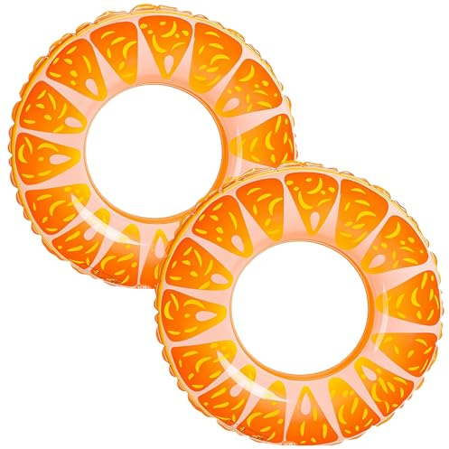 2 Pack Kids Inflatable Swimming Rings,Fruit Print Swim Rings for Adult Kid,Swimming Ring Inflatable Rubber Rings Pool Floats for Boys Girls Women Paddling Pool,Beach,Holiday