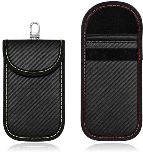 Auto Zubehör Keyless Go Schutz Tasche 2er Set 14,3×9,2cm Autoschlüssel Hülle RFID Blocker Faraday Tasche Autoschlüssel Schutz Signalblocker Etui kompatibel für gängigen Fahrzeuge