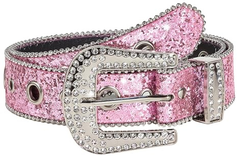 Lufdegim Damen Strass Gürtel, Glänzender Taillengürtel Kristall Strass Taille Gürtel Western Bling Nietenledergürtel für Cowgirl Cowboy Jeans Hosen Kleider Mode Taillengürtel