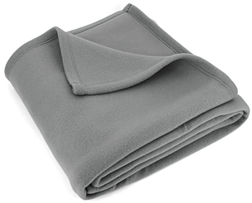 Linnea Couverture Polaire 180x220 cm Isba Gris Acier 100% Polyester 320 g/m2 traité Non-feu
