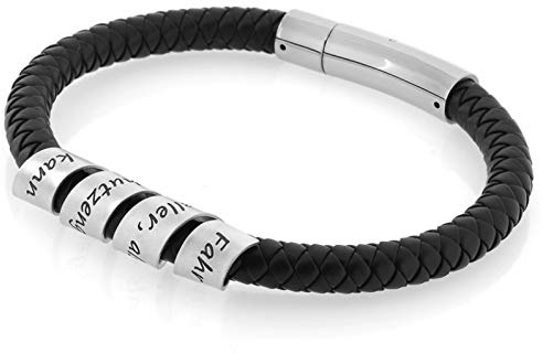 Herrenarmband mit Gravur schwarz Männer Armband 925 Silber Herrenschmuck Namensarmband Mann Kautschuk Armband Bajonett Verschluss Namen Schmuck Herren| HANDMADE IN GERMANY