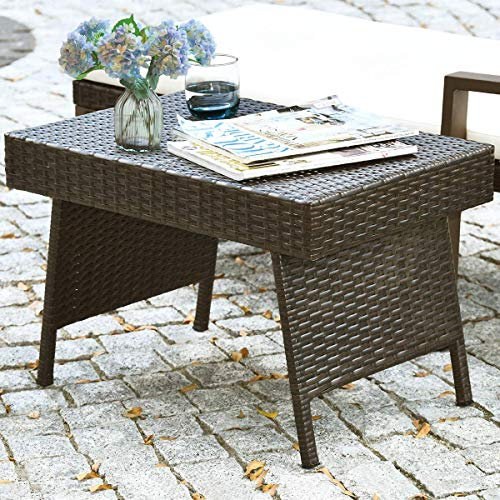 Golflame Weiden-Tisch für Terrasse, Außenbereich, Pool, Garten, Rasen, Bistro, faltbar, tragbar, freistehend, Kaffee-Beistelltisch, Espressobraun