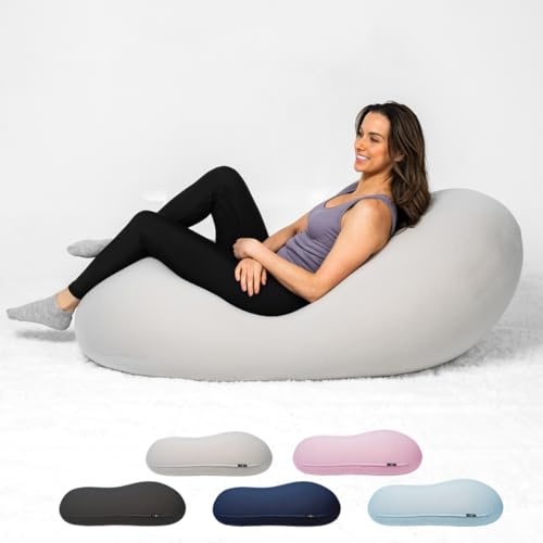 The Moon Pod Bean Bag Chair - Large, Modern Beanbag for Adults, Kids and Teens. Washable Stretch Cover Filled with Thousands of High Density Micro-Beads (Light Gray).