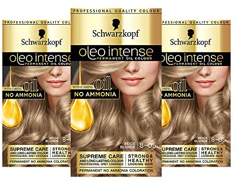Schwarzkopf OLEO 8-05 - Colore intenso, ad olio permanente, senza ammoniaca, copre grigio, biondo beige
