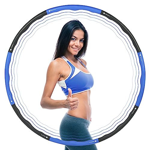 Hula Hoop Reifen für Erwachsene mit Schaumstoff, Fitness Hula Hoop zur Gewichtsreduktion, 8 Segmente Abnehmbarer Hoola Hoop Reifen Geeignet Für Fitness/Sport (Blau - Anthrazit)